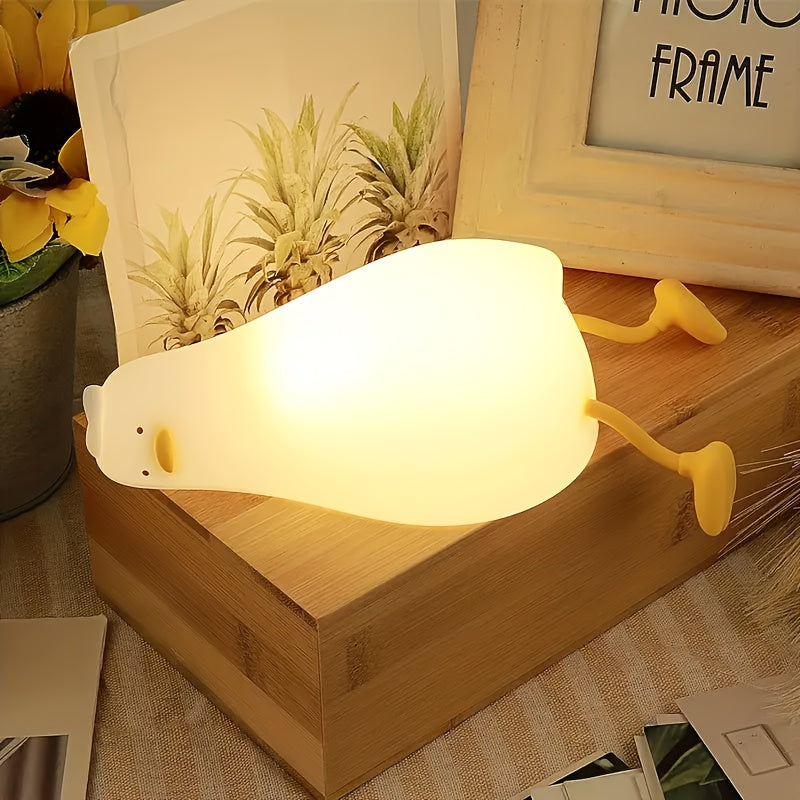 1pc YETHKE Cute Duck-Shaped Rechargeable Table Lamp with Multi-Level Dimming, USB-Powered, Touch Control, Polished Metal Finish, Modern Design for Bedroom & Office Decor, Perfect Gift for Girls, Bedroom Night Light | Playful Lamp Design | Polished Finish,