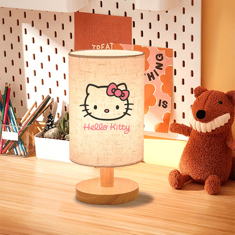 The for hello kitty Cute Nordic-Style Fabric Lampshade LED Table Lamp Is a Warm Little Night Light Suitable for Home Use, Perfect As a Gift for Your Daughter.
