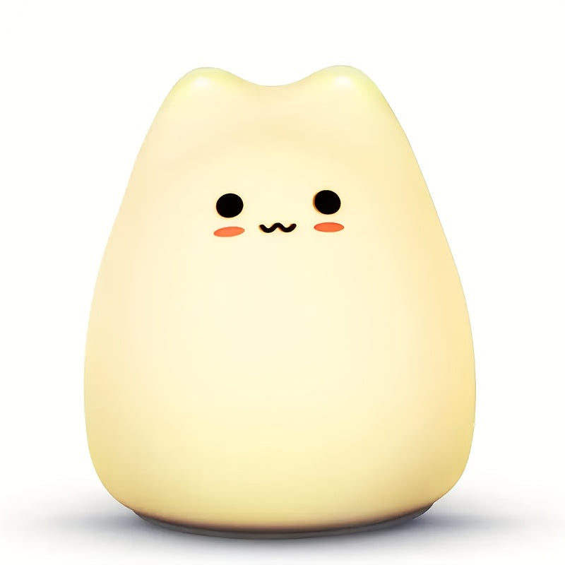 Adorable Cat Night Light - Touch-Activated, USB-Powered Bedside Lamp with Warm White & Multicolor Modes, Cute Blush Cat Design, Perfect for Room or Cozy Bedroom Ambiance | Durable Animal-Themed Decor