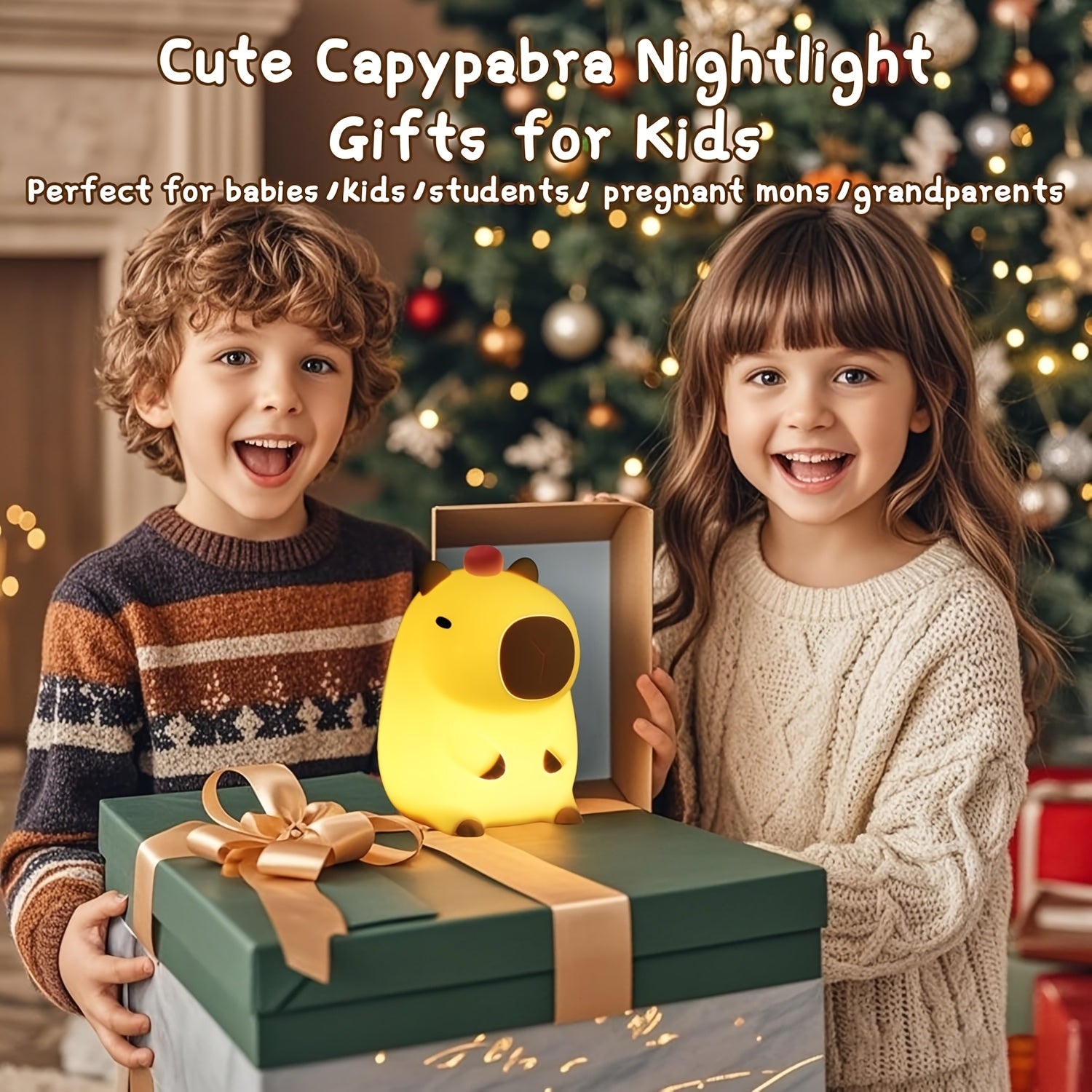 Kapibara Cute Night Light, USB Rechargeable with USB Cable, 1200mAh Long Battery Life, Great for Room Ambiance, Everyone Will Love It, Relaxing Gift Idea, USB Lighting Fixture, Computer Accessories & Peripherals