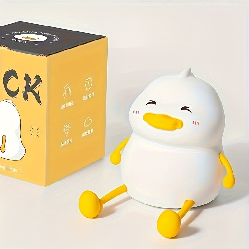 Adorable Fatty Duck Tap Lamp - USB Rechargeable Adjustable Brightness Night Light with Cute Cartoon Design, Soft Glow for Bedroom Decor, Creative Birthday Gift for Home & Office, Duck Decor, Playful Design, Durable Plastic