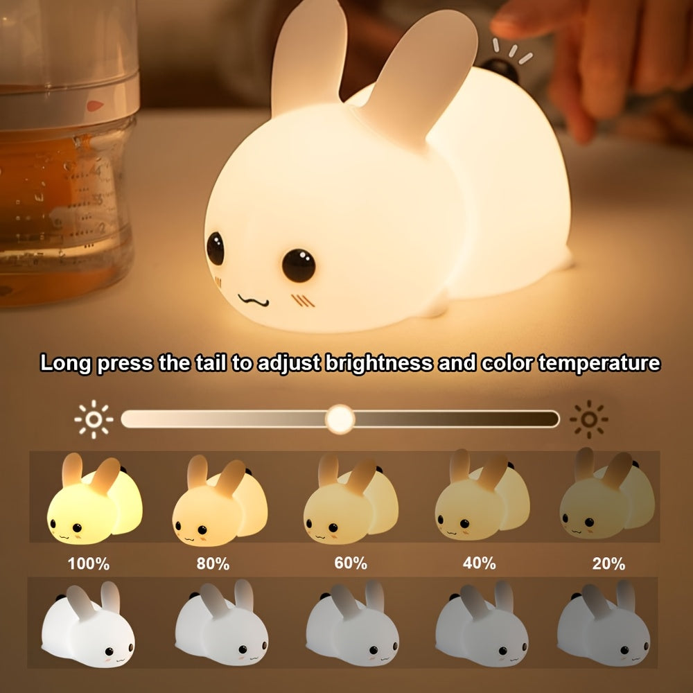 Cute Bunny Night Light, USB Rechargeable Cute Rabbit Night Light With Touch Sensor LED Night Light Adjustable Brightness Warm White Lights Collectible Dolls For Bedroom Collectible Dolls Gifts For Birthday Christmas Valentine'S Day
