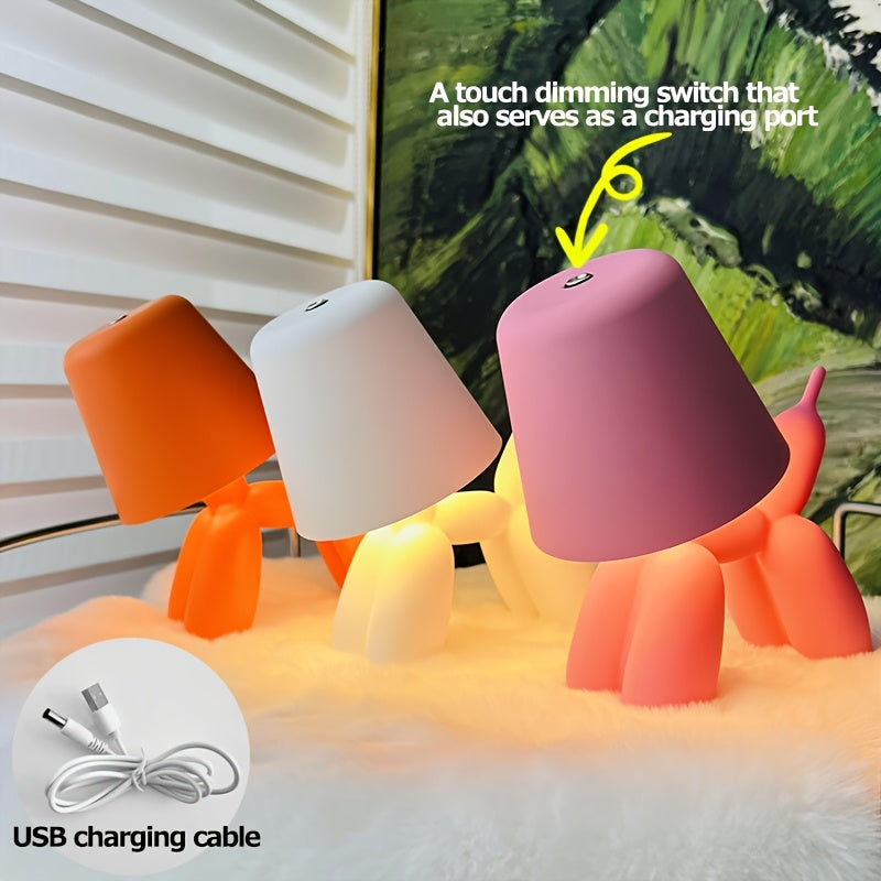 Creative Romantic Colorful Balloon Dog Table Lamp with Touch Switch, Three-color Light, Support for Dimmable Dimming, 2000mAh Storage Battery, Sausage Dog Atmosphere Light, Holiday Hotel Party, Valentine's Day Birthday Gift, Gift Light, Table Lamp