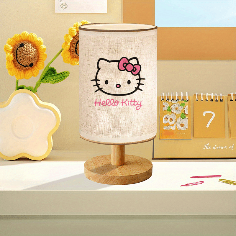 The for hello kitty Cute Nordic-Style Fabric Lampshade LED Table Lamp Is a Warm Little Night Light Suitable for Home Use, Perfect As a Gift for Your Daughter.