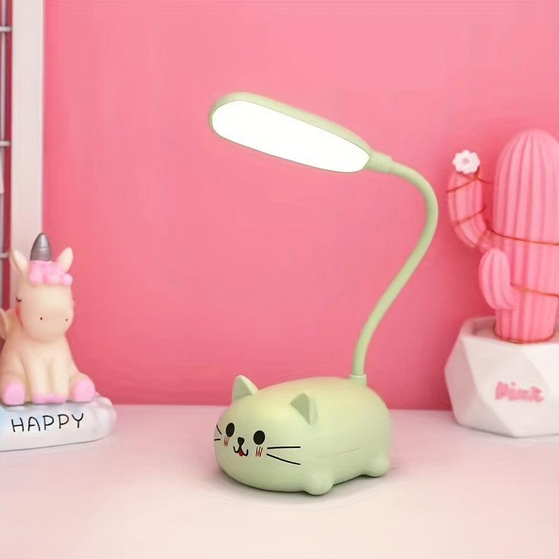 1pc Adjustable Table Lamp, Cartoon Cute Cat Night Light, USB Rechargeable LED Table Light, Child Eye Protection Warm White Desk Lamp