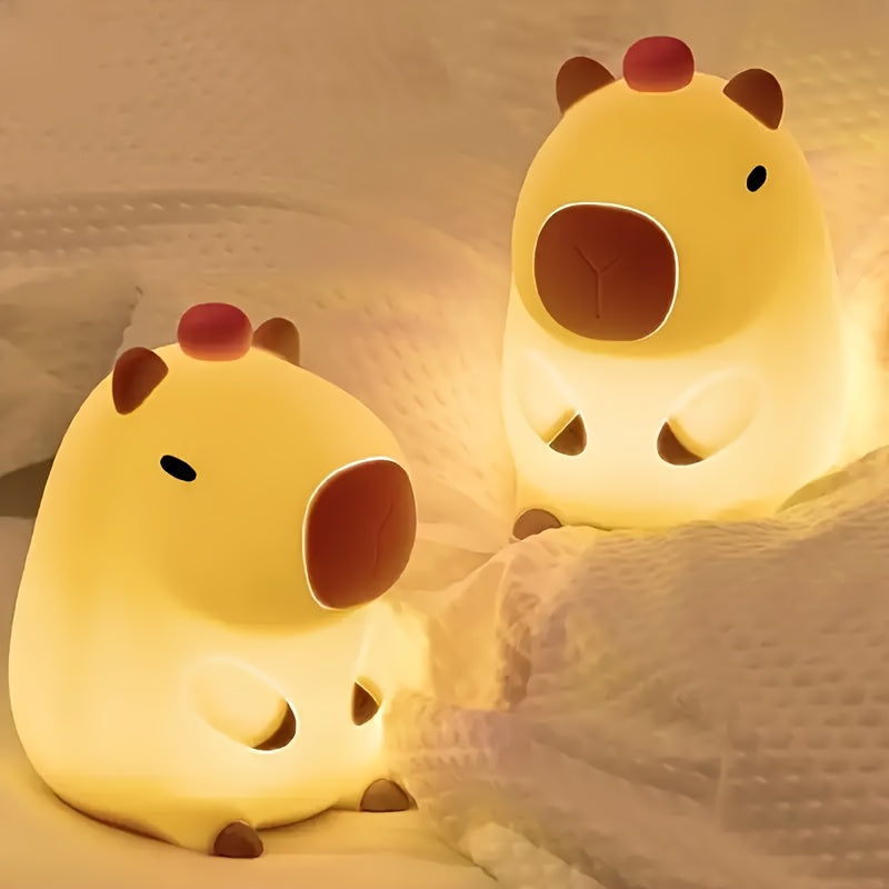 Kapibara Cute Night Light, USB Rechargeable with USB Cable, 1200mAh Long Battery Life, Great for Room Ambiance, Everyone Will Love It, Relaxing Gift Idea, USB Lighting Fixture, Computer Accessories & Peripherals