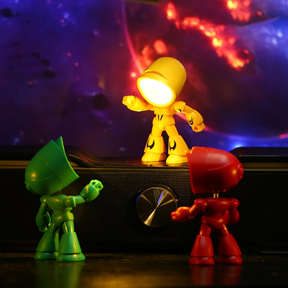 [Cute Robot Night Light] Cubidupi 1 Mini LED Cartoon Cute Robot Night Light, Desktop Decoration, Desk Lamp, Ideal Holiday Gift For Halloween, Christmas, Thanksgiving, New Year
