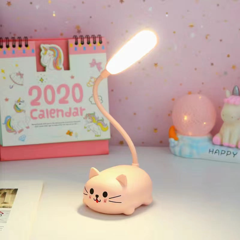 1PC adjustable small desk lamp, cartoon cute cat night light, USB rechargeable LED desk lamp, eye friendly warm white desk lamp (Suhehua)