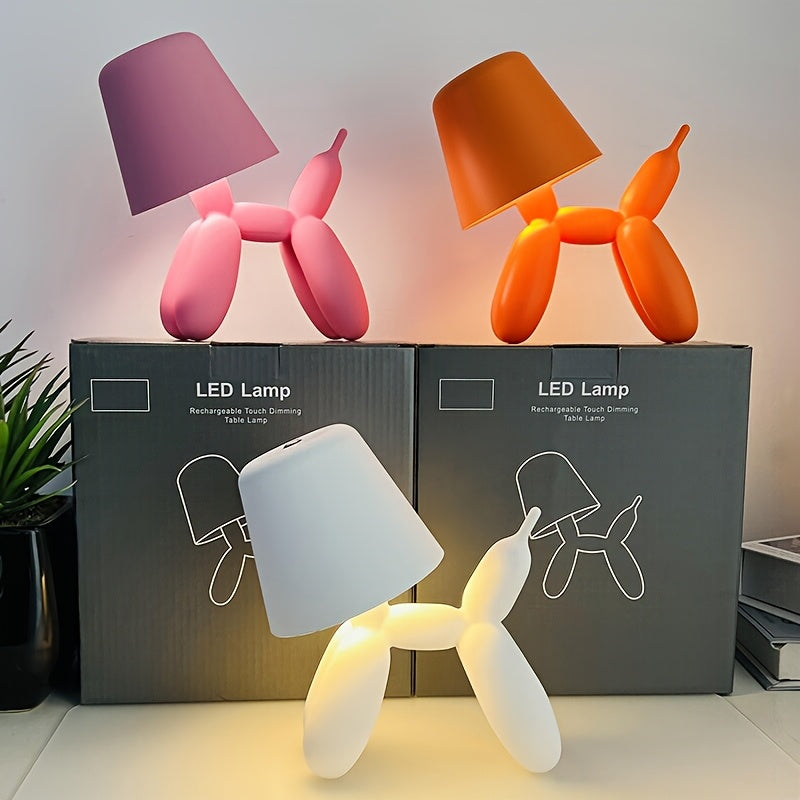 Creative Romantic Colorful Balloon Dog Table Lamp with Touch Switch, Three-color Light, Support for Dimmable Dimming, 2000mAh Storage Battery, Sausage Dog Atmosphere Light, Holiday Hotel Party, Valentine's Day Birthday Gift, Gift Light, Table Lamp