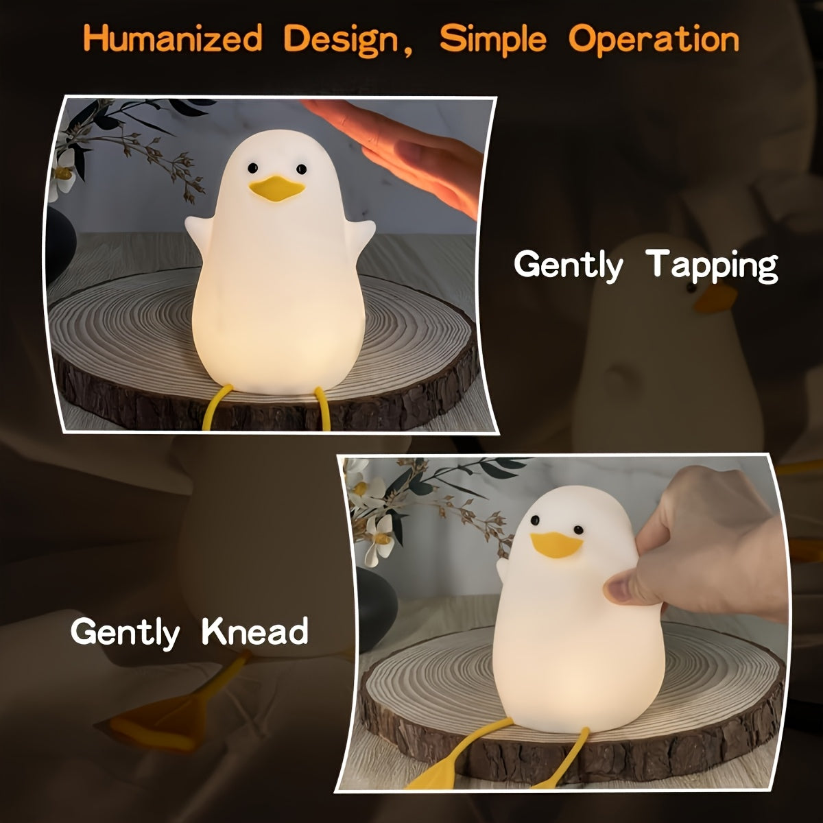 A Yellow Duck Night Light, a Fun Yellow Gull That Flaps Its Wings, a Phone Holder, a Rechargeable Night Lamp, Suitable for Bedrooms And Living Rooms, a Quirky Home Decoration, Perfect for Birthday And Easter Gifts.