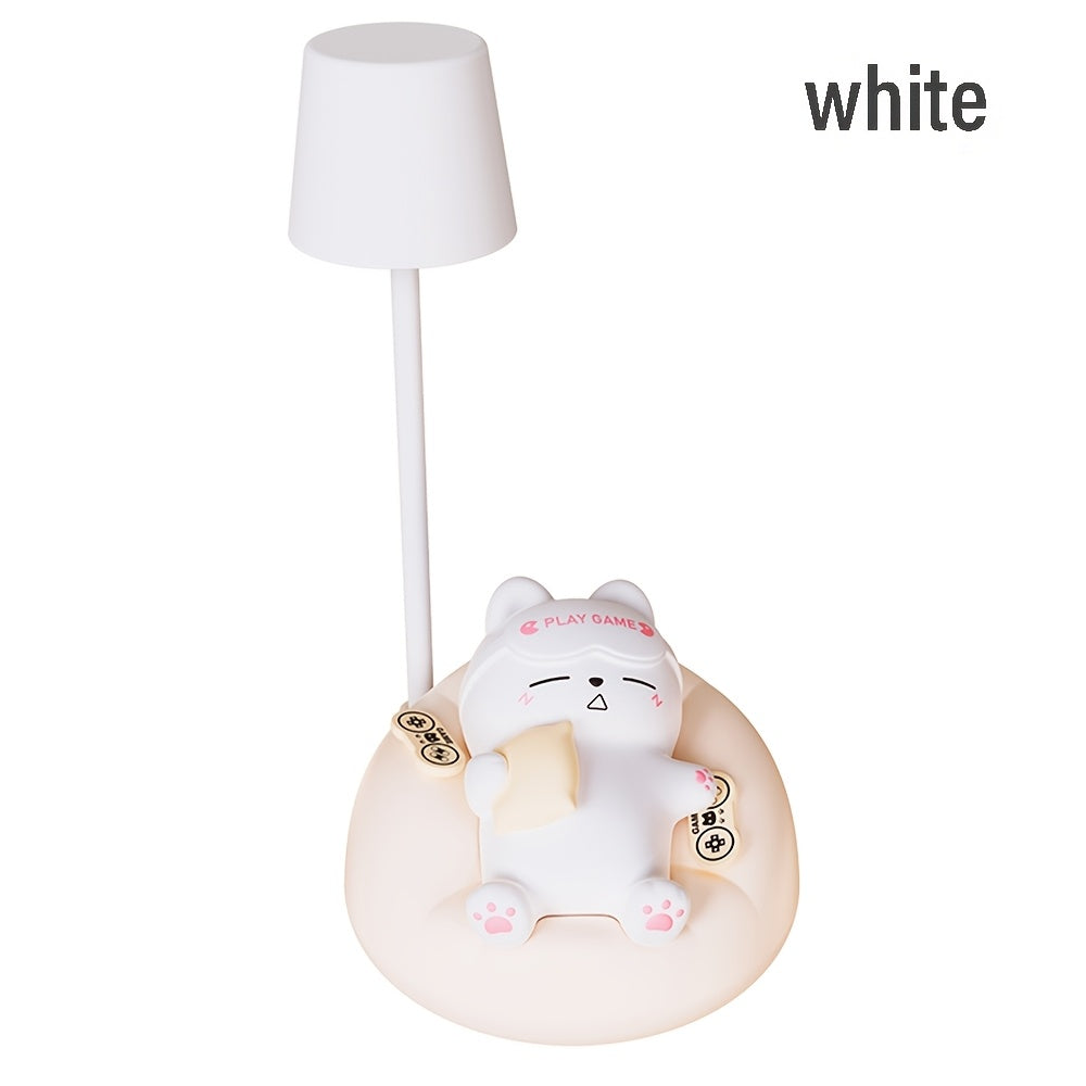 1pc Smart Soft Cat Night Light, USB Rechargeable Bedside Lamp for The Bedroom, 3 Levels of Brightness Adjustment, Bedside Light, Sleep Lamp for The Bedroom, Stress Relief Lamp for The Office, Holiday Gift.