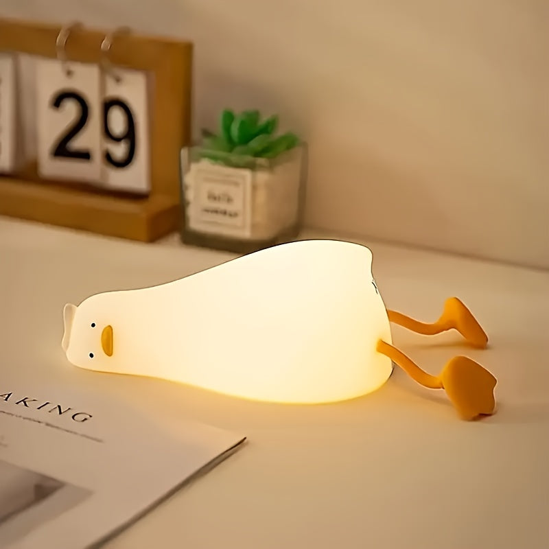 1pc YETHKE Cute Duck-Shaped Rechargeable Table Lamp with Multi-Level Dimming, USB-Powered, Touch Control, Polished Metal Finish, Modern Design for Bedroom & Office Decor, Perfect Gift for Girls, Bedroom Night Light | Playful Lamp Design | Polished Finish,