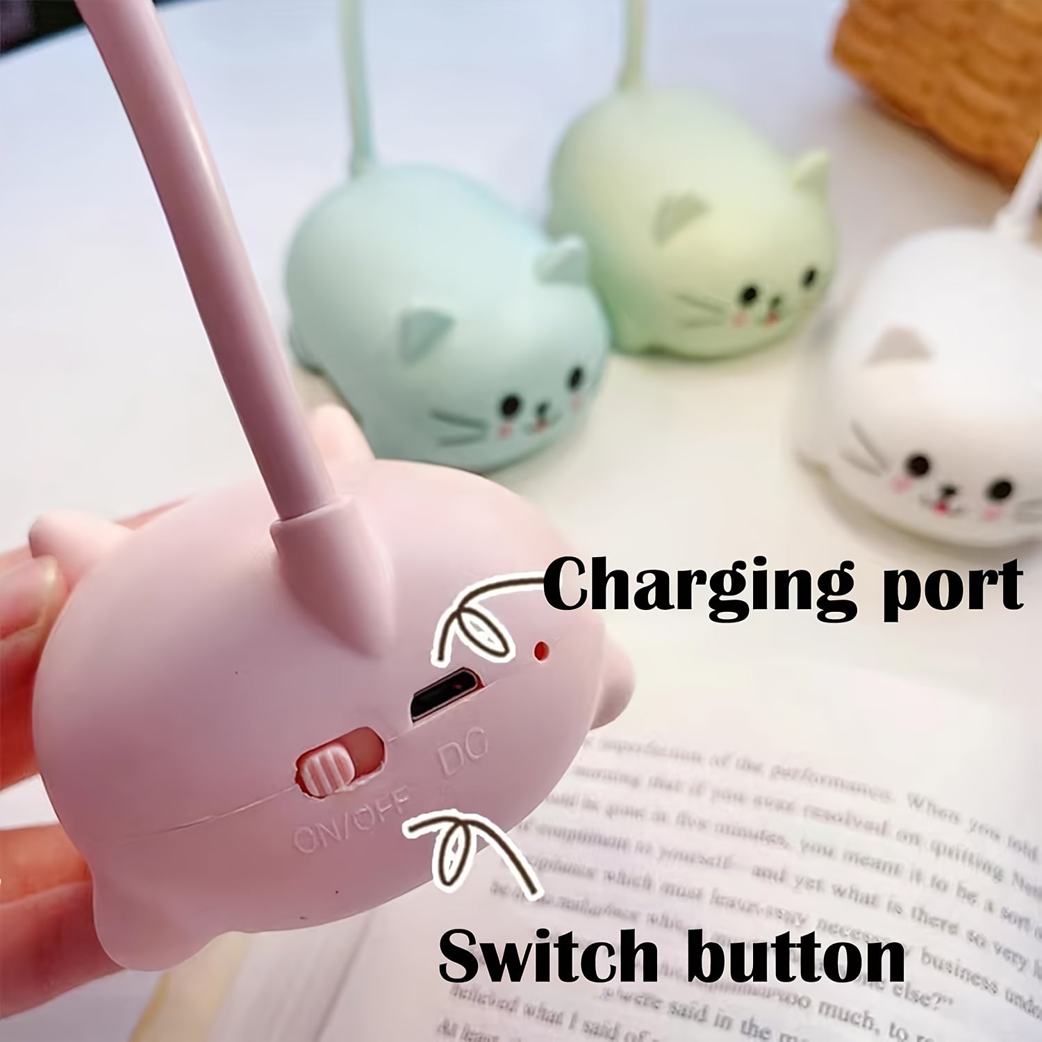 1pc Adjustable Table Lamp, Cartoon Cute Cat Night Light, USB Rechargeable LED Table Light, Child Eye Protection Warm White Desk Lamp