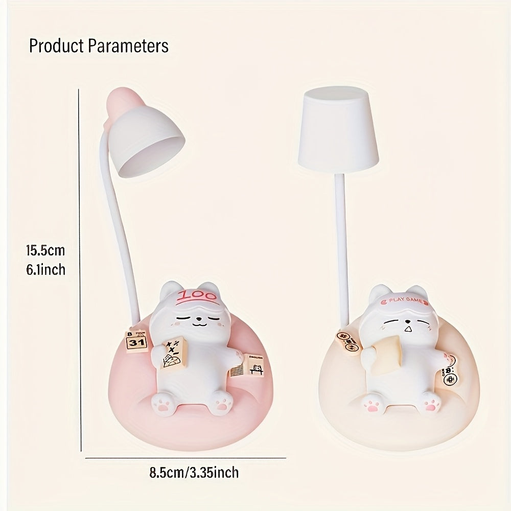1pc LiHangStar Soft Cat Night Light - USB Rechargeable, 3-Level Brightness Pat Lamp, Bedroom Bedside & Office Decor, Stress-Relieving LED Table Light with Cute Cartoon Design, Ideal Holiday Gift, LED Lights for Bedroom