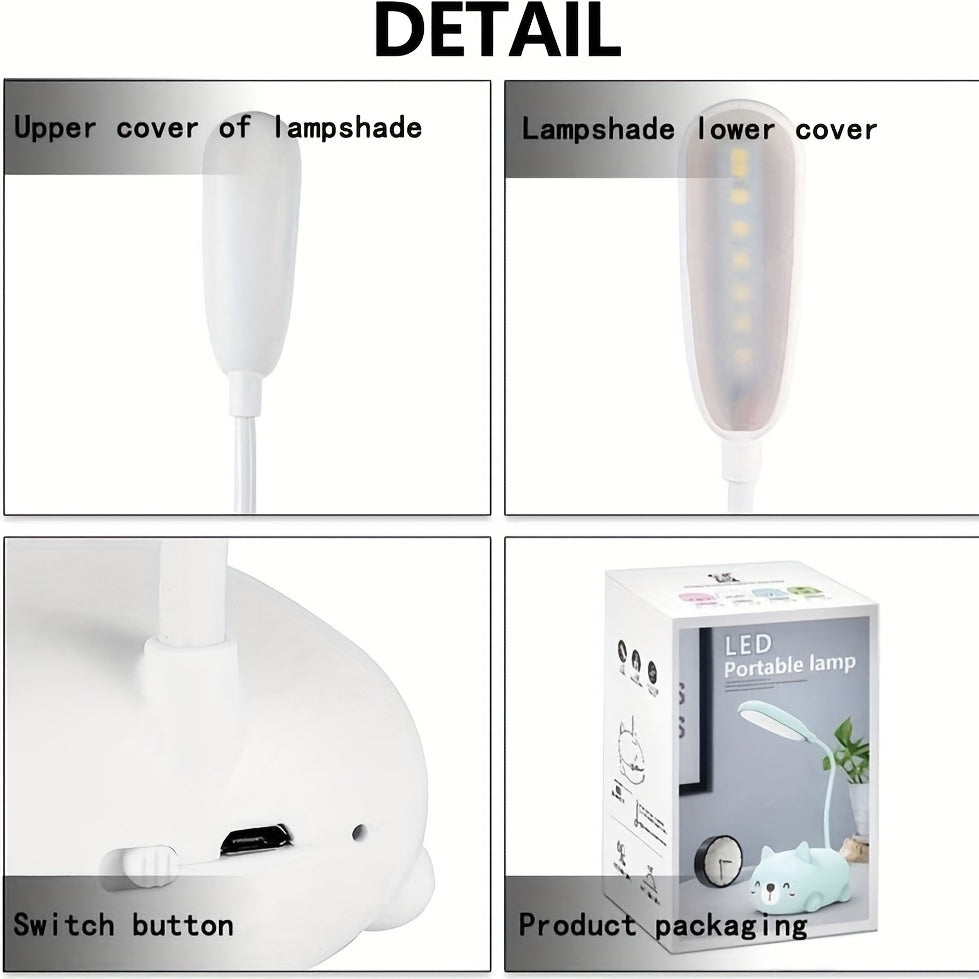 1pc Adjustable Table Lamp, Cartoon Cute Cat Night Light, USB Rechargeable LED Table Light, Child Eye Protection Warm White Desk Lamp