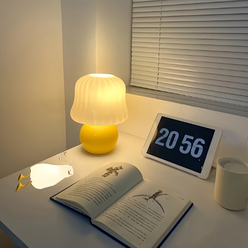 1pc YETHKE Cute Duck-Shaped Rechargeable Table Lamp with Multi-Level Dimming, USB-Powered, Touch Control, Polished Metal Finish, Modern Design for Bedroom & Office Decor, Perfect Gift for Girls, Bedroom Night Light | Playful Lamp Design | Polished Finish,