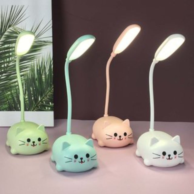 1PC adjustable small desk lamp, cartoon cute cat night light, USB rechargeable LED desk lamp, eye friendly warm white desk lamp (Suhehua)